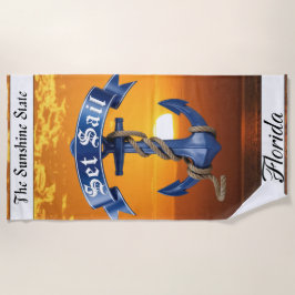 Bereit zum Wegsegeln Strandtuch