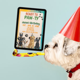 Bereit zur PAW-TY, Party-Hunde, Geburtstag Einladung