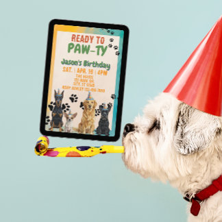 Bereit zur PAW-TY, Party-Hunde, Geburtstag Einladung