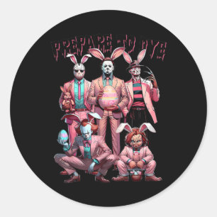 Bereite dich auf groovy Farbstoff Funny Bunny Oste Runder Aufkleber