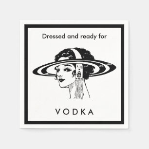 Bereiten Sie für Wodka-Retro Vintage Dame Fashion Serviette