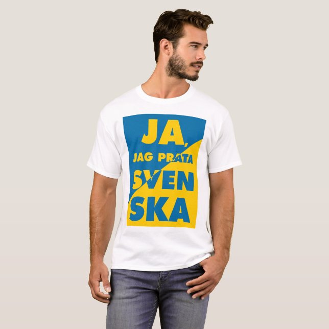 Bereits, Jag, Yes i Silber Svenska, speak swedish T-Shirt (Vorne ganz)