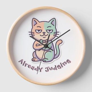 Bereits richtend, sarkastische Katze Uhr