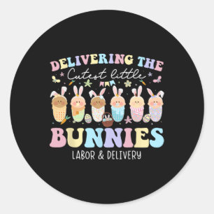 Bereitstellung der Niedlichsten Bunnies Osterarbei Runder Aufkleber