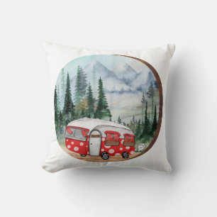 Berg-Abenteuer-Camper-Illustration Kissen