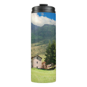 Berg-Alpen-Dorf, Schönheit, Gebäude, Land, Thermosbecher