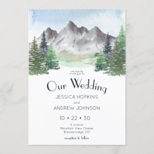 Berg Aquarell Hochzeit Einladung