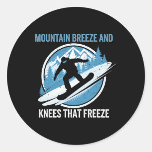 Berg Brise Knie, die Snowboarden gewinnen Runder Aufkleber