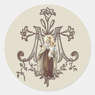 Berg Carmel Jesus Karmelitische religiöse Vintage Runder Aufkleber