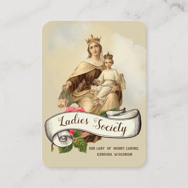 Berg Carmel Religiöse katholische Gebetskarte Visitenkarte (Vorderseite)