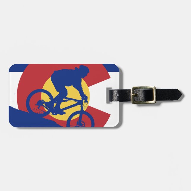 Berg, der Colorado-Flagge radfährt Gepäckanhänger (Vorderseite horizontal)