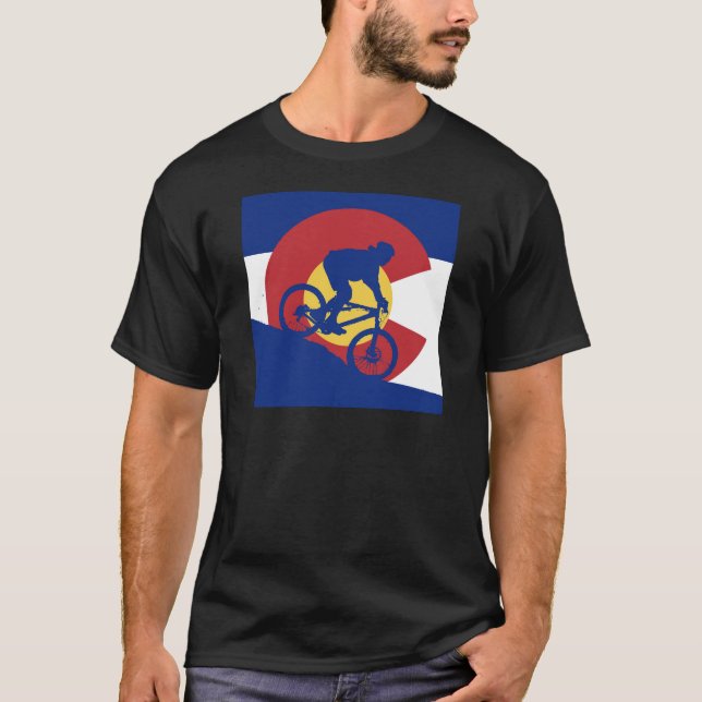 Berg, der Colorado-Flagge radfährt T-Shirt (Vorderseite)
