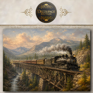 Berg-Eisenbahnbrücke-Decoupage-Tissue-Papier Seidenpapier