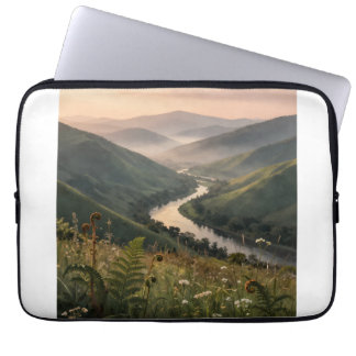Berg-Fluss-Landschaftskunst Laptop-Hülle Laptopschutzhülle