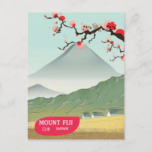 Berg Fuji Japan Vintage-Reiseprint Postkarte