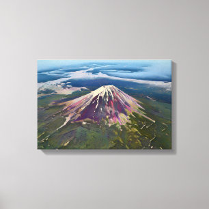 Berg Fuji Luftansicht - Künstlerisches Japan Leinwanddruck