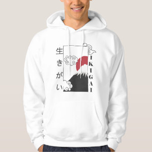 Berg Fuji Retro japanische Kanji Hoodie