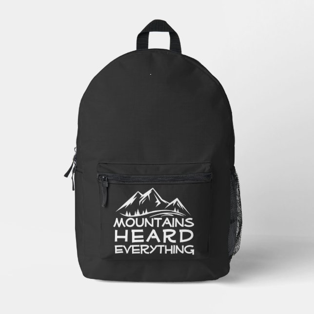Berg Grafik Wandern Schwarz Weiß Rucksack (Vorderseite)