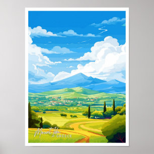 Berg Ida Griechenland Kunst Reise Vintage-Illustra Poster