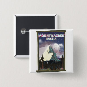 Berg Kazbek russischer Reiseposter. Button