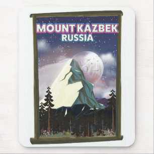 Berg Kazbek russisches Reiseplakat. Mousepad