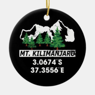 Berg Kilimanjaro mit GPS-Koordinaten Keramik Ornament