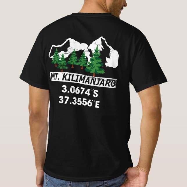 Berg Kilimanjaro mit GPS-Koordinaten T-Shirt (Rückseite)