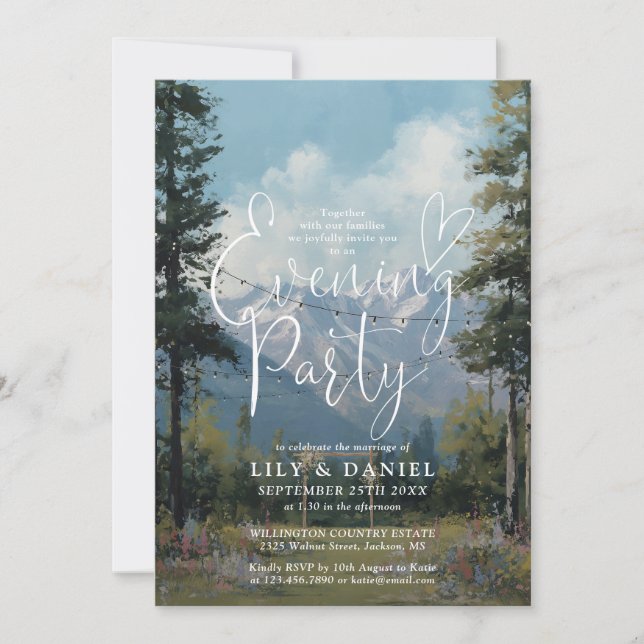 Berg-Lichterkette Hochzeit Abendparty Einladung (Vorderseite)
