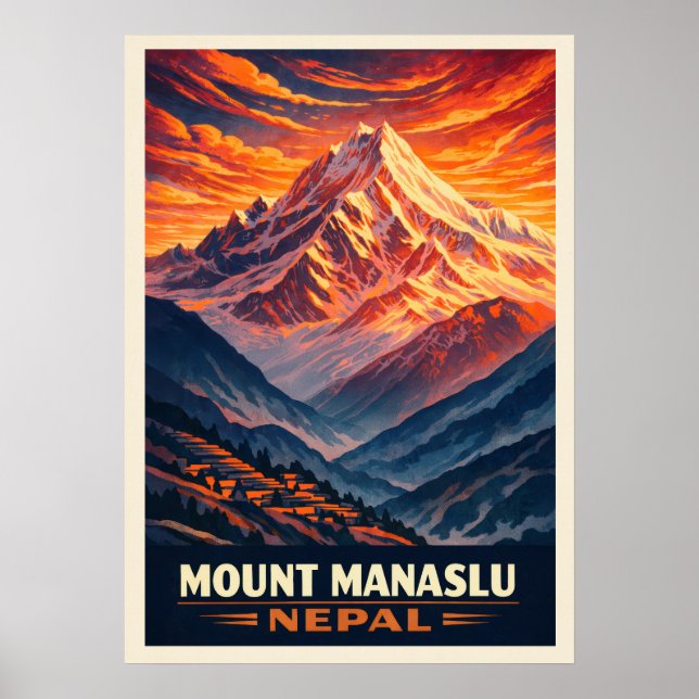 Berg Manaslu Nepal V03 Poster (Vorne)
