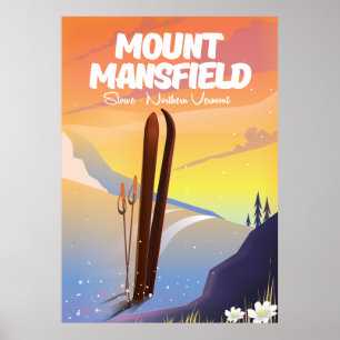 Berg Mansfield, Stowe Nord Vermont Ski Poster