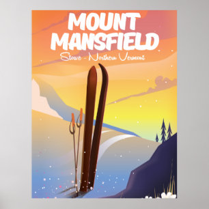 Berg Mansfield, Stowe Nord Vermont Ski Poster
