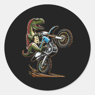 Berg-Motorradfahren-Dinosaurier-Motorrad-Sport L Runder Aufkleber