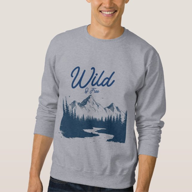 Berg-Natur-Grafik-Crewneck-Pullover Sweatshirt (Vorderseite)