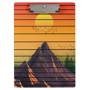 BERG NATUR VINTAGE SONNENUNTERGANG LANDSCHAFT KLEMMBRETT