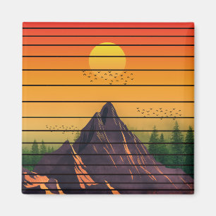 BERG NATUR VINTAGE SONNENUNTERGANG LANDSCHAFT MAGNET