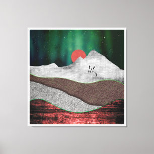 Berg Nordlichter Leinwanddruck