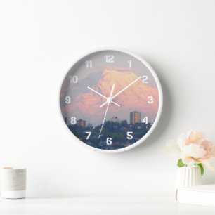 Berg Rainier Alpenglow Landschaft Wanduhr