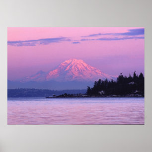 Berg Rainier bei Sunset, Washington Staat. Poster
