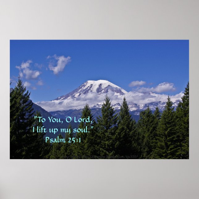 Berg Rainier im Nebel mit der Schrift Verse Poster (Vorne)