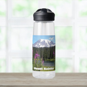 Berg Rainier und Wildblumen Landschaftliche Landsc Trinkflasche