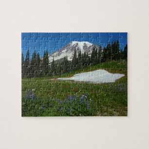 Berg Rainier, Wildblumen und Schnee Puzzle