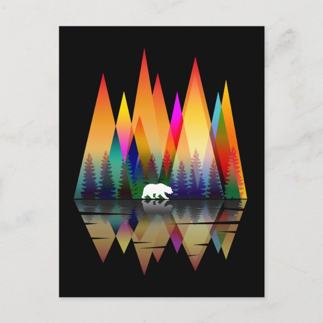 BERG REGENBOGEN BÄR POSTKARTE (Vorderseite)
