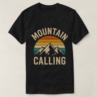 Berg ruft Retro Vintage Sonnenuntergang Wandern T-Shirt