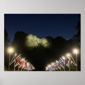 Berg Rushmore in der Nacht Poster