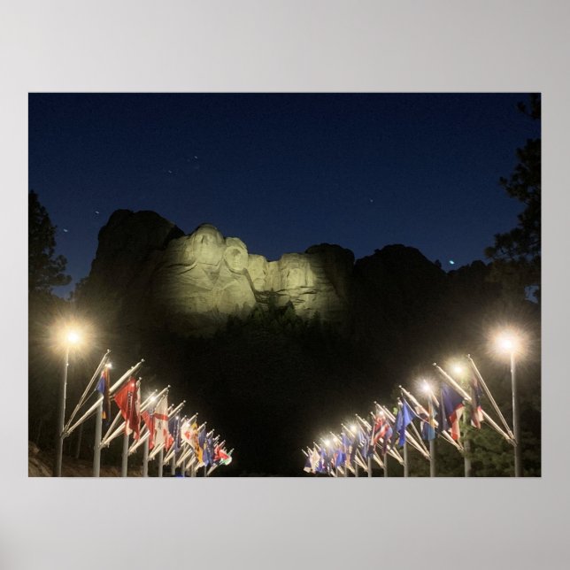 Berg Rushmore in der Nacht Poster (Vorne)