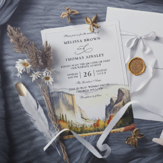 Berg-Rustikale-Wald-Budget-QR-Code-Hochzeit Einladung