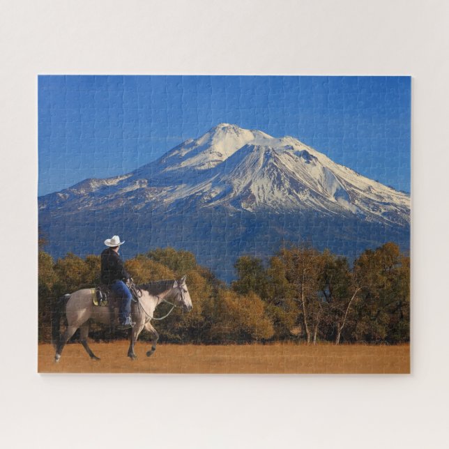 BERG SHASTA MIT PFERD UND REITER PUZZLE (Horizontal)