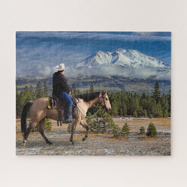 BERG SHASTA MIT PFERD UND REITER PUZZLE (Horizontal)