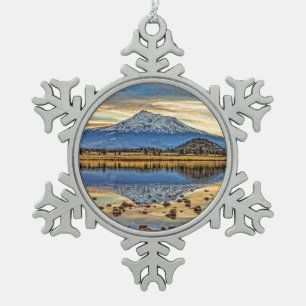 BERG SHASTA REFLEKTIERT SCHNEEFLOCKEN Zinn-Ornament