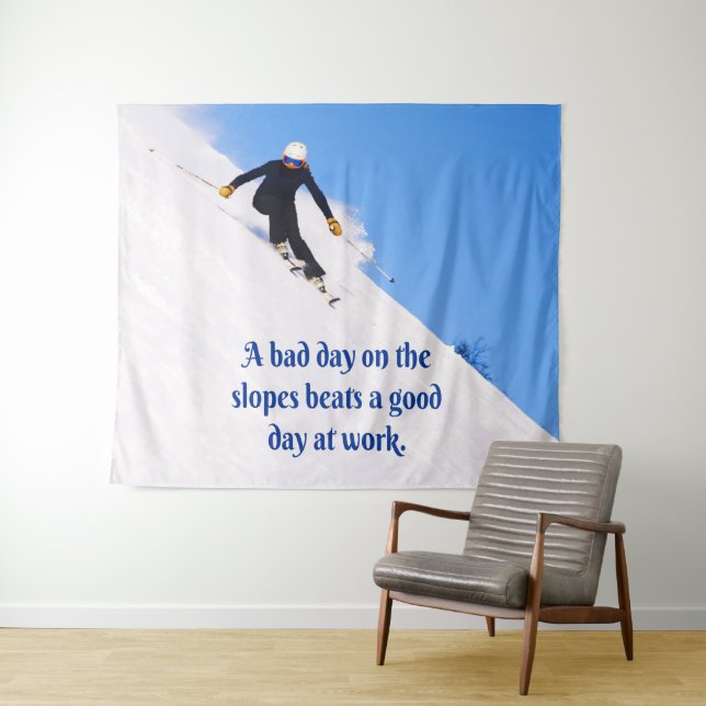 Berg-Skipisten Frische Snow Herbst Skifahren Funny Wandteppich (Beispiel (Horizontal))